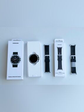 Samsung Galaxy Watch 8 Classic Smartwatch with Black Strap Extra Band & Charger